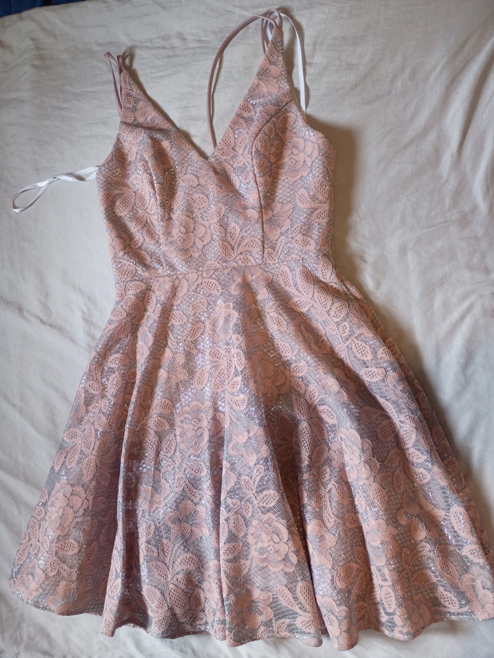 Xscape Blush Pink Lace A-Line Mini Dress